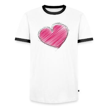 HEART. DAD. MOM. Bachelorette party. BEBE. CHILD. HEART. FEAST - Men's Ringer Shirt - white/black - Front - AI Model Female 172 light (172cm) & AI Model Male 178 dark (178cm)