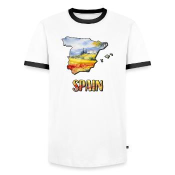 Aquarell Landkarte Spanien - Männer Kontrast-T-Shirt - Weiß/Schwarz - Vorne - AI Model Female 172 light (172cm) & AI Model Male 178 dark (178cm)
