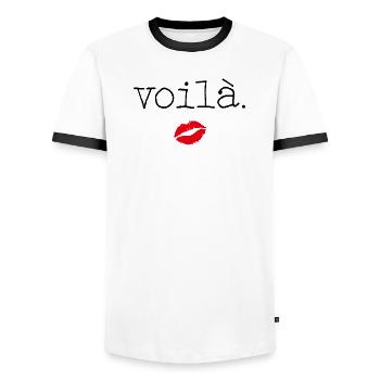 Voilà - Little French Speaking - Männer Kontrast-T-Shirt - Weiß/Schwarz - Vorne - AI Model Female 172 light (172cm) & AI Model Male 178 dark (178cm)