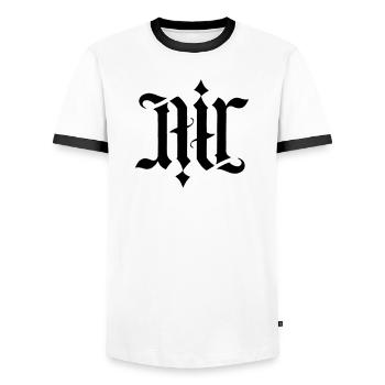 Ambigramme - Air - T-shirt contrasté Homme - blanc/noir - Devant - AI Model Female 172 light (172cm) & AI Model Male 178 dark (178cm)