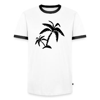 Deux palmiers - T-shirt contrasté Homme - blanc/noir - Devant - AI Model Female 172 light (172cm) & AI Model Male 178 dark (178cm)