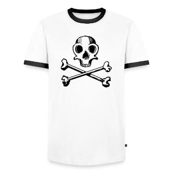 Skull and Bones 1c - Männer Kontrast-T-Shirt - Weiß/Schwarz - Vorne - AI Model Female 172 light (172cm) & AI Model Male 178 dark (178cm)