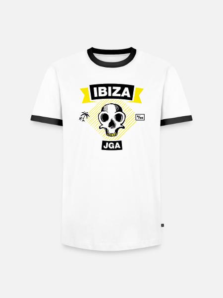 IBIZA – JGA unter Palmen - Männer Kontrast-T-Shirt - Weiß/Schwarz
