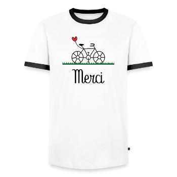 PAPA. PAPY. FETE DES PERES.MAITRESSE. MAITRE. PROF - T-shirt contrasté Homme - blanc/noir - Devant - AI Model Female 172 light (172cm) & AI Model Male 178 dark (178cm)