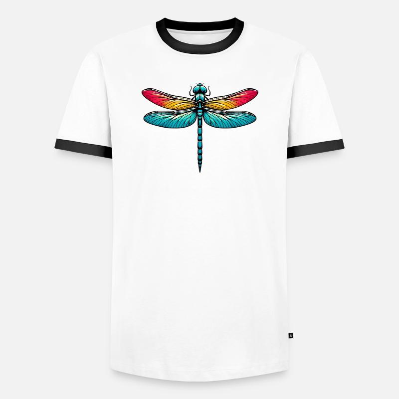 Libelle - Männer Kontrast-T-Shirt - Weiß/Schwarz