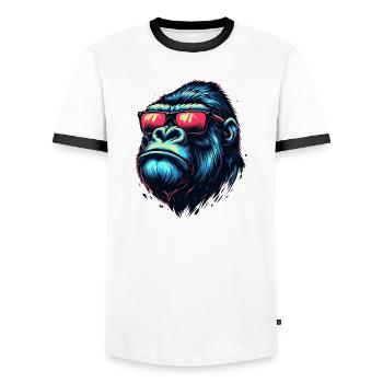 Gorilla - Men's Ringer Shirt - white/black - Front - AI Model Female 172 light (172cm) & AI Model Male 178 dark (178cm)