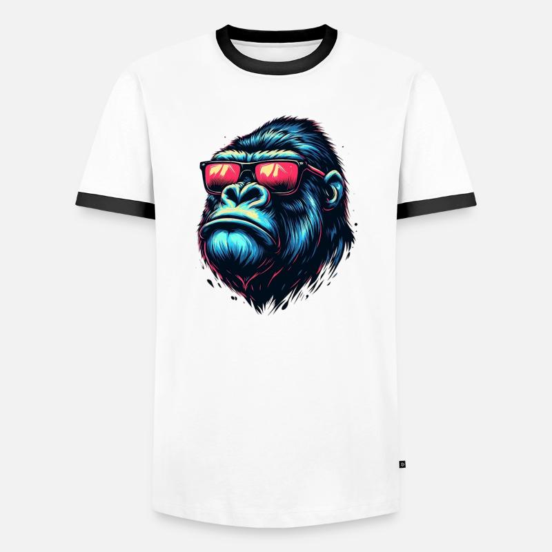 Gorilla - Männer Kontrast-T-Shirt - Weiß/Schwarz