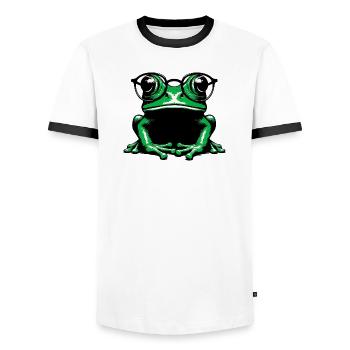 Frog with Glasses - Men's Ringer Shirt - white/black - Front - AI Model Female 172 light (172cm) & AI Model Male 178 dark (178cm)
