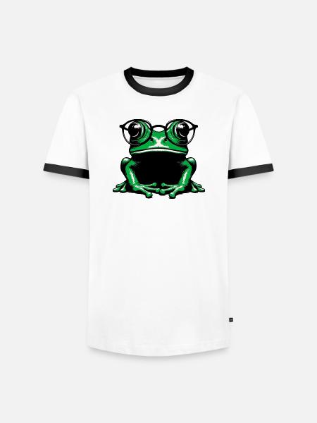 Frog with Glasses - Men's Ringer Shirt - white/black