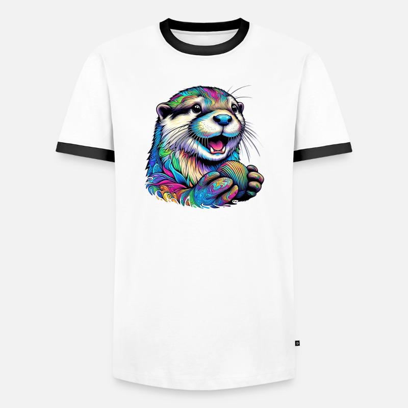 Fischotter mit Panzer - Männer Kontrast-T-Shirt - Weiß/Schwarz
