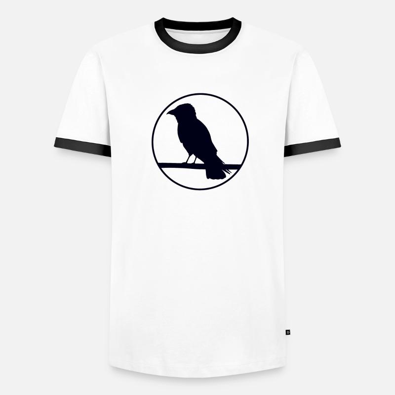 Crow on a branch - Men's Ringer Shirt - white/black