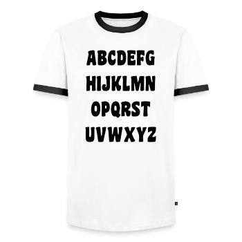 MISTRESS. THANK YOU. THANK YOU MISTRESS. MISTRESS - Men's Ringer Shirt - white/black - Front - AI Model Female 172 light (172cm) & AI Model Male 178 dark (178cm)