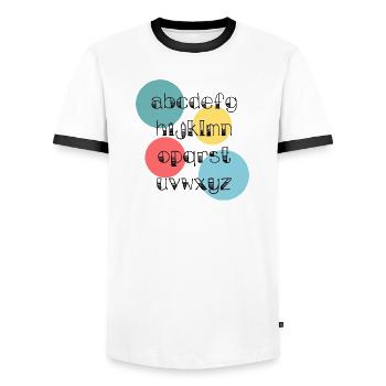 MISTRESS. THANK YOU. THANK YOU MISTRESS. MISTRESS - Men's Ringer Shirt - white/black - Front - AI Model Female 172 light (172cm) & AI Model Male 178 dark (178cm)