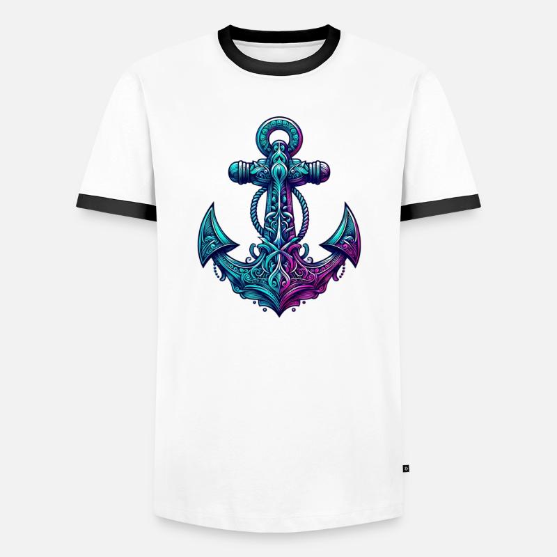 Ein Anker - Männer Kontrast-T-Shirt - Weiß/Schwarz