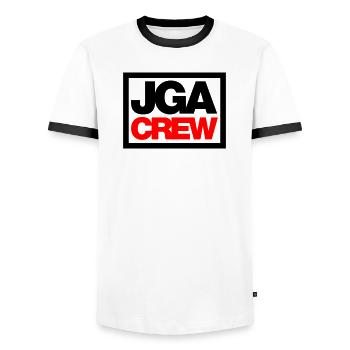 Equipage d’enterrement de vie de garçon - Emblème - T-shirt contrasté Homme - blanc/noir - Devant - AI Model Female 172 light (172cm) & AI Model Male 178 dark (178cm)