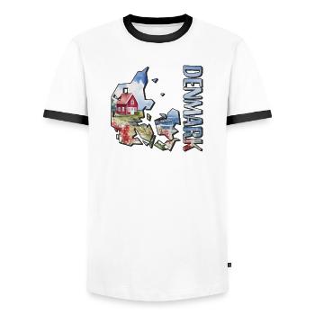 Aquarell Landkarte Dänemark - Männer Kontrast-T-Shirt - Weiß/Schwarz - Vorne - AI Model Female 172 light (172cm) & AI Model Male 178 dark (178cm)