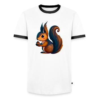 Squirrel - Men's Ringer Shirt - white/black - Front - AI Model Female 172 light (172cm) & AI Model Male 178 dark (178cm)