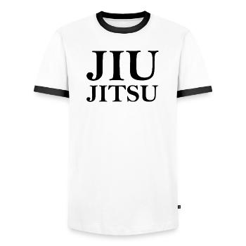 Jiu Jitsu Martial Arts Club Trainer Team Logo - Men's Ringer Shirt - white/black - Front - AI Model Female 172 light (172cm) & AI Model Male 178 dark (178cm)