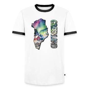 Carte à l’aquarelle Groenland - T-shirt contrasté Homme - blanc/noir - Devant - AI Model Female 172 light (172cm) & AI Model Male 178 dark (178cm)