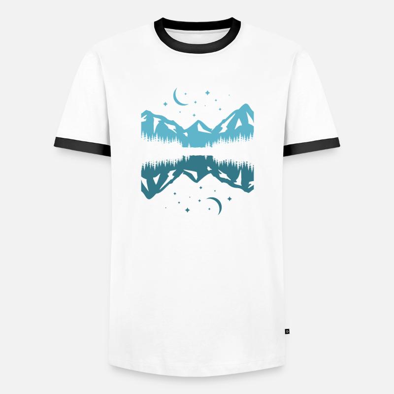 Moonlit Mountain Reflection - Men's Ringer Shirt - white/black
