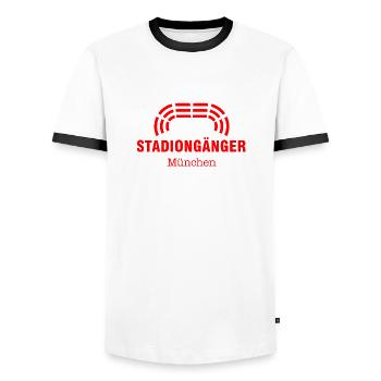 Stadiongänger München – Für echte Fans I Geschenk - Männer Kontrast-T-Shirt - Weiß/Schwarz - Vorne - AI Model Female 172 light (172cm) & AI Model Male 178 dark (178cm)