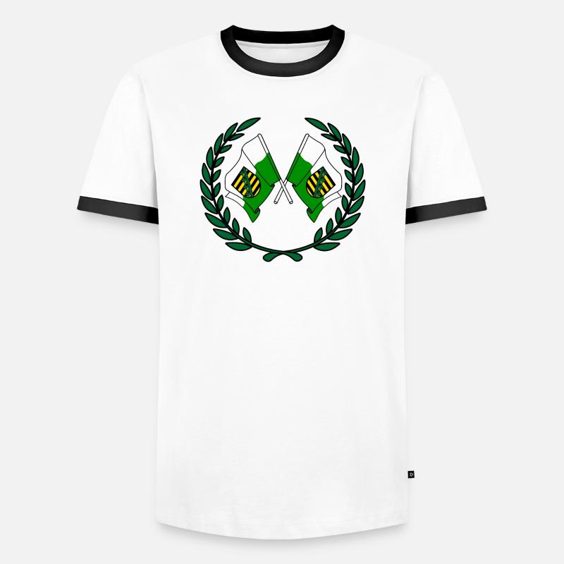 Flags Saxony laurel wreath - Men's Ringer Shirt - white/black