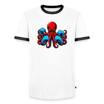 Octopus - Men's Ringer Shirt - white/black - Front - AI Model Female 172 light (172cm) & AI Model Male 178 dark (178cm)