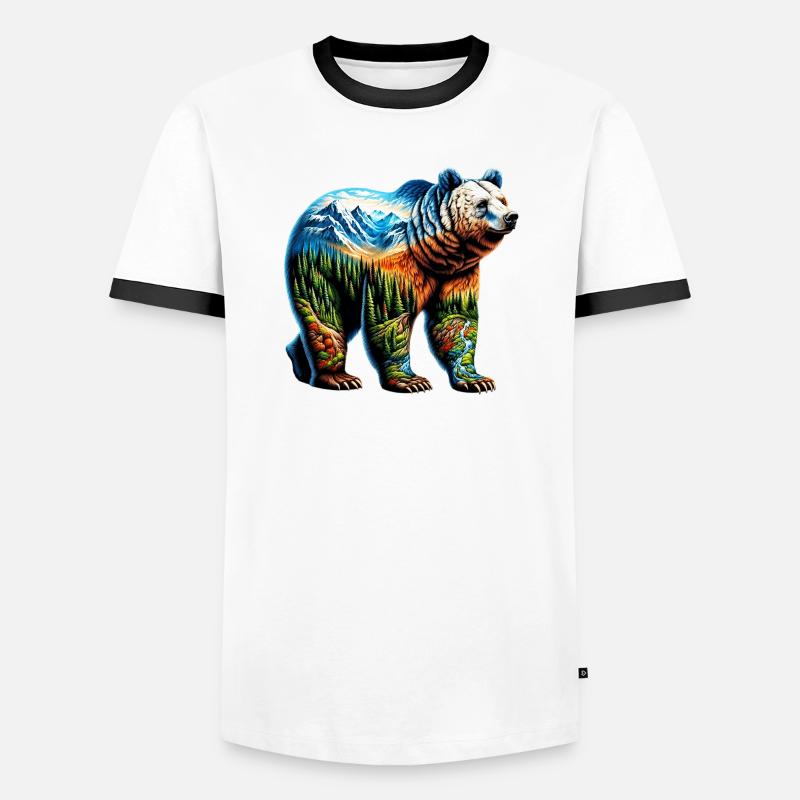 Bär - Männer Kontrast-T-Shirt - Weiß/Schwarz