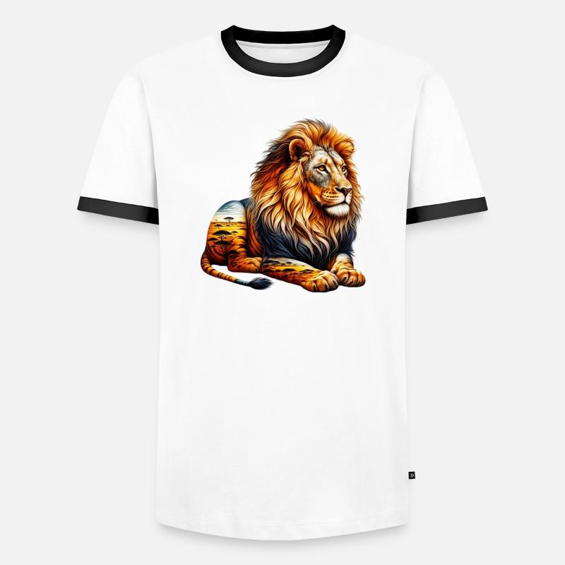 Löwe - Männer Kontrast-T-Shirt - Weiß/Schwarz