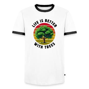 Das Leben ist besser mit Bäumen - Männer Kontrast-T-Shirt - Weiß/Schwarz - Vorne - AI Model Female 172 light (172cm) & AI Model Male 178 dark (178cm)