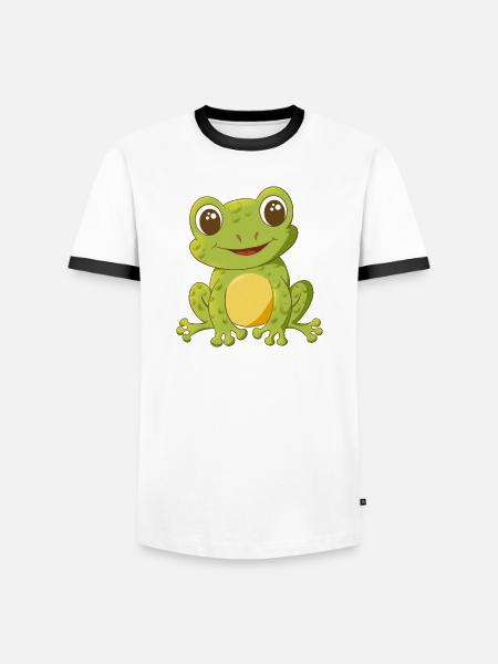 niedlich lächelnder Comic Frosch - Männer Kontrast-T-Shirt - Weiß/Schwarz