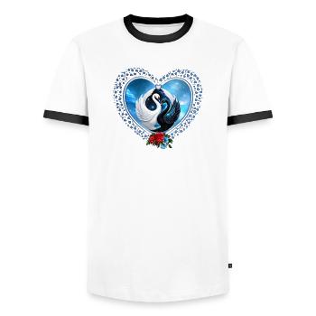 Cygne noir et cygne blanc - T-shirt contrasté Homme - blanc/noir - Devant - AI Model Female 172 light (172cm) & AI Model Male 178 dark (178cm)