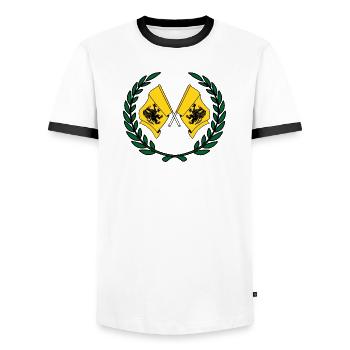 Flags Pomeranian laurel wreath - Men's Ringer Shirt - white/black - Front - AI Model Female 172 light (172cm) & AI Model Male 178 dark (178cm)