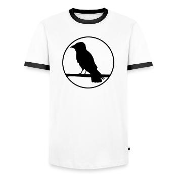 Design de mandala unique en noir et blanc - T-shirt contrasté Homme - blanc/noir - Devant - AI Model Female 172 light (172cm) & AI Model Male 178 dark (178cm)