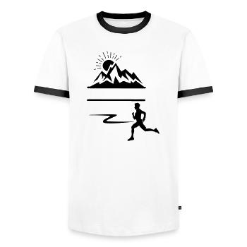 Runner Man Berge - Männer Kontrast-T-Shirt - Weiß/Schwarz - Vorne - AI Model Female 172 light (172cm) & AI Model Male 178 dark (178cm)