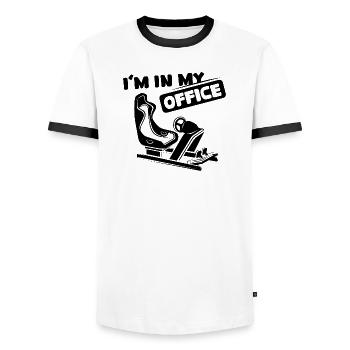 Sim racing office sayings racer funny gaming icon - Men's Ringer Shirt - white/black - Front - AI Model Female 172 light (172cm) & AI Model Male 178 dark (178cm)
