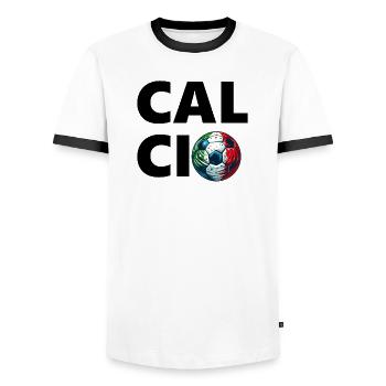 Italienischer Fußball - Männer Kontrast-T-Shirt - Weiß/Schwarz - Vorne - AI Model Female 172 light (172cm) & AI Model Male 178 dark (178cm)