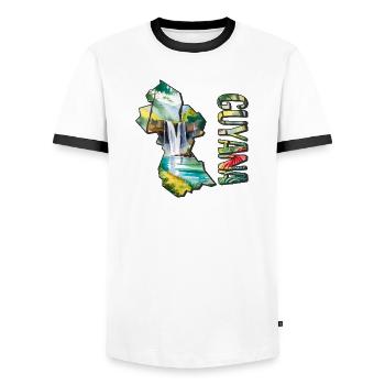 Carte à l’aquarelle de la Guyane - T-shirt contrasté Homme - blanc/noir - Devant - AI Model Female 172 light (172cm) & AI Model Male 178 dark (178cm)