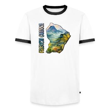 Watercolor Map French Guiana - Men's Ringer Shirt - white/black - Front - AI Model Female 172 light (172cm) & AI Model Male 178 dark (178cm)