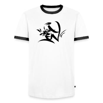 Graffiti Tag JGA Crew Angel 01 1C - Männer Kontrast-T-Shirt - Weiß/Schwarz - Vorne - AI Model Female 172 light (172cm) & AI Model Male 178 dark (178cm)