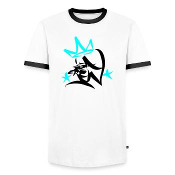 Graffiti Tag JGA Crew King 01 2C - Men's Ringer Shirt - white/black - Front - AI Model Female 172 light (172cm) & AI Model Male 178 dark (178cm)