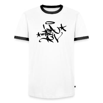 Graffiti Tag JGA Crew Angel 02 1C - Men's Ringer Shirt - white/black - Front - AI Model Female 172 light (172cm) & AI Model Male 178 dark (178cm)