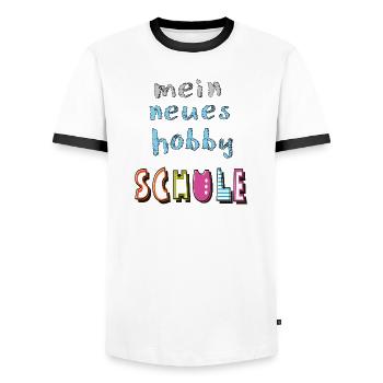 Écolier Enfant - T-shirt contrasté Homme - blanc/noir - Devant - AI Model Female 172 light (172cm) & AI Model Male 178 dark (178cm)