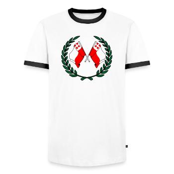Flags province of Utrecht laurel wreath - Men's Ringer Shirt - white/black - Front - AI Model Female 172 light (172cm) & AI Model Male 178 dark (178cm)