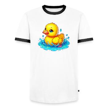 Duckling Duck Duck - Men's Ringer Shirt - white/black - Front - AI Model Female 172 light (172cm) & AI Model Male 178 dark (178cm)