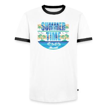 Summer Time - Men's Ringer Shirt - white/black - Front - AI Model Female 172 light (172cm) & AI Model Male 178 dark (178cm)