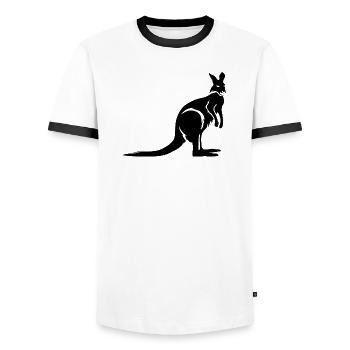 Kangaroo Australia Animal Logo Illustration Icon - Men's Ringer Shirt - white/black - Front - AI Model Female 172 light (172cm) & AI Model Male 178 dark (178cm)