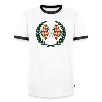 Flaggen Provinz Antwerpen Belgien Lorbeerkranz - Männer Kontrast-T-Shirt - Weiß/Schwarz - Vorne - AI Model Female 172 light (172cm) & AI Model Male 178 dark (178cm)