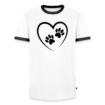 1Herz2Pfoten - Männer Kontrast-T-Shirt - Weiß/Schwarz - Vorne - AI Model Female 172 light (172cm) & AI Model Male 178 dark (178cm)