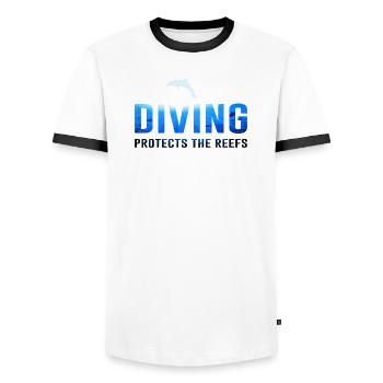 Tauchen Taucher Naturschutz Spruch Delphin - Männer Kontrast-T-Shirt - Weiß/Schwarz - Vorne - AI Model Female 172 light (172cm) & AI Model Male 178 dark (178cm)
